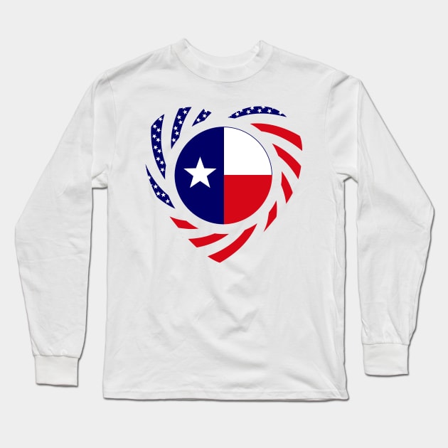 Texan American Murican Patriot Flag Series (Heart) Long Sleeve T-Shirt by Village Values